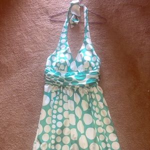 Max & Cleo size 12  green and white halter dress